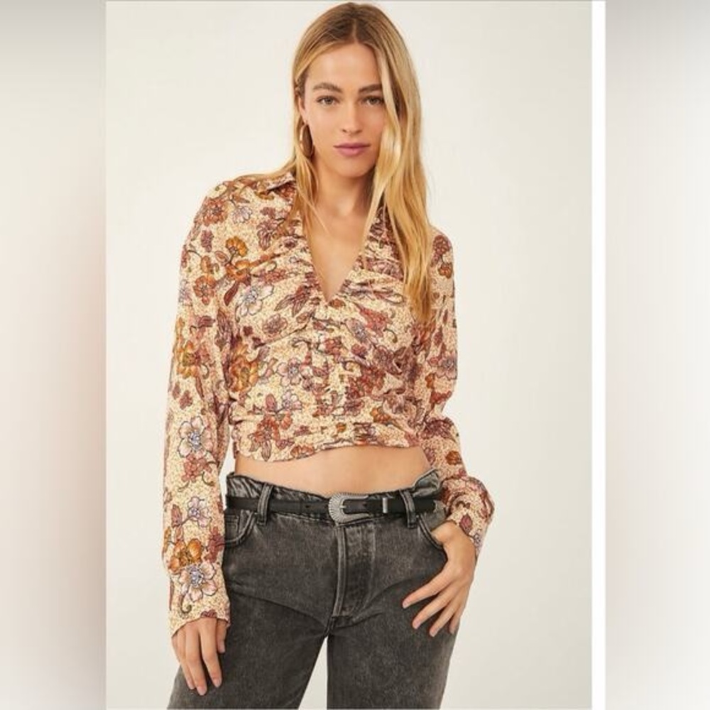Free People I Got You Floral Cinch Blouse Size Small